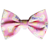 Pink Happy Barkday Birthday Dog Bow