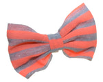 Orange Silver Striped Pet Bow