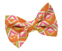 Geometric Orange Triangles Pet Bow