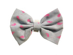 Pink and Grey Whales Pet Bow