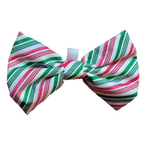 Ribbon Candy Cane Red and Green Holiday Pet Bow Tie
