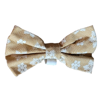 Tan Snowflake Holiday Pet Bow Tie
