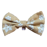 Tan Snowflake Holiday Pet Bow Tie